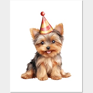 Birthday Yorkshire Terrier Dog Posters and Art